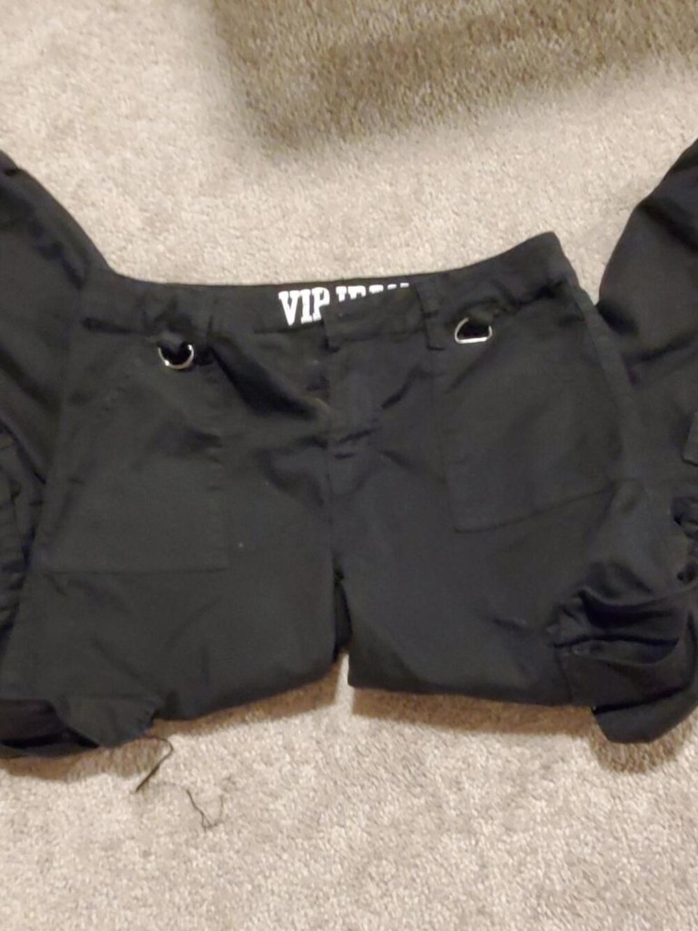 VIP Black Streetwear Multi-Pocket Cargo Jogger Pants